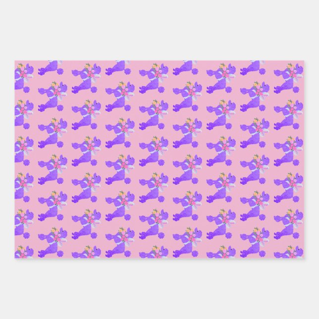 Feuille De Papier Cadeau Poodle pourpre (Devant)