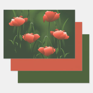 Feuille De Papier Cadeau Poppies Poppies Floral