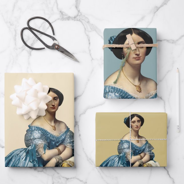 Feuille De Papier Cadeau Portrait d'une dame (Recto)