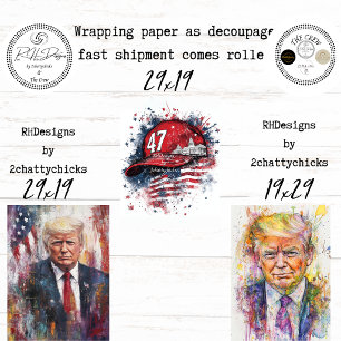 Feuille De Papier Cadeau Portrait présidentiel patriotique abstrait découpa