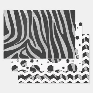 Feuille De Papier Cadeau Poster de animal en noir et blanc