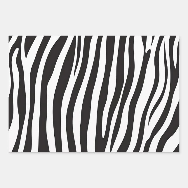 Feuille De Papier Cadeau Poster de animal Zèbre noir et blanc (Devant)