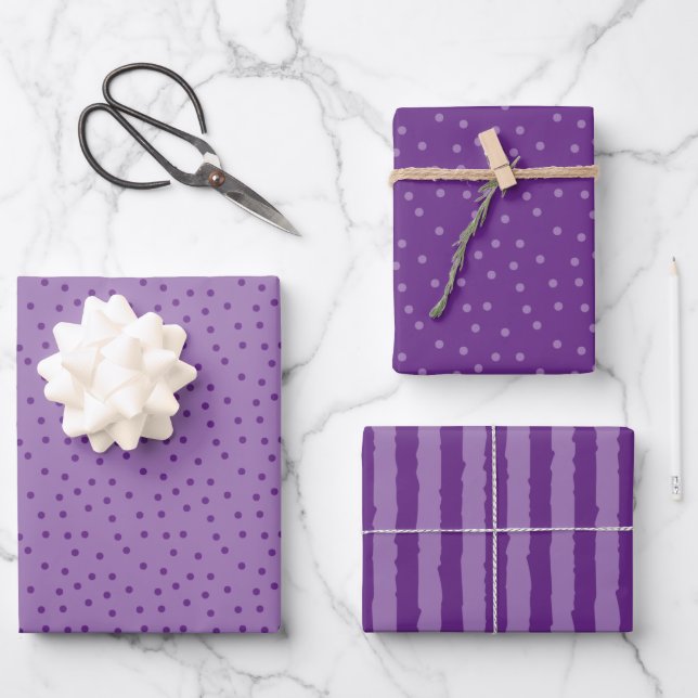 Feuille De Papier Cadeau Pots Et Tracées De Lavande Violet (Recto)