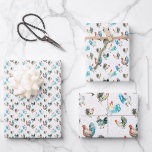 Feuille De Papier Cadeau Poulets Amateurs De Poules De Pays