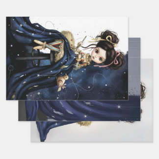 Feuille De Papier Cadeau Poupée de cirque sombre fantaisiste