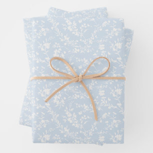 Feuille De Papier Cadeau Pousses printanières neutres - Bleu poudre