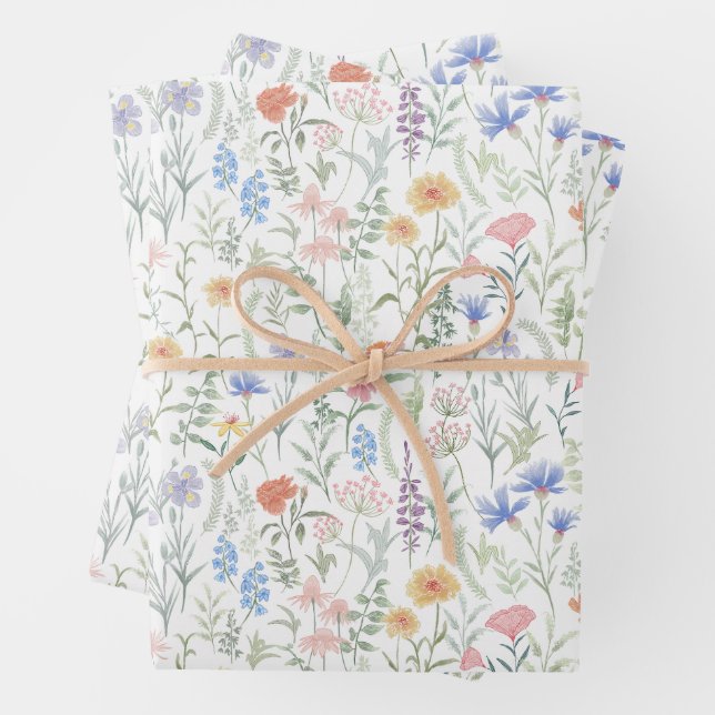 Feuille De Papier Cadeau Prairie de fleurs sauvages féminine Coquette (En situation)