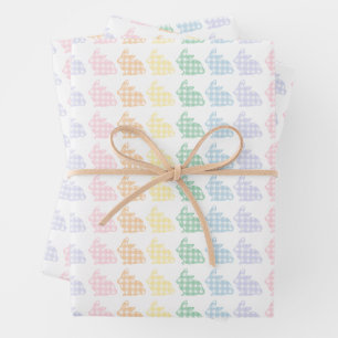 Feuille De Papier Cadeau Preppy En vichy Bunnies Pâques Pastel