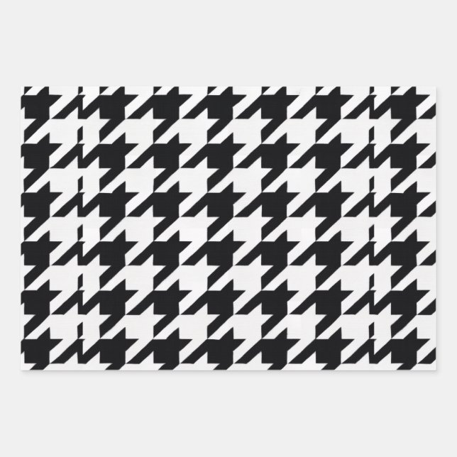 Feuille De Papier Cadeau Pretty Black White Houndstooth (Devant 3)