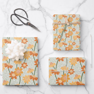 Feuille De Papier Cadeau Pretty retro muted 1970 s flowers