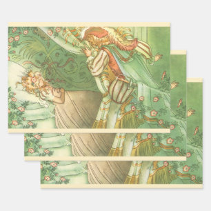 Feuille De Papier Cadeau Princesse de beauté dormante, Conte de fée Vintage