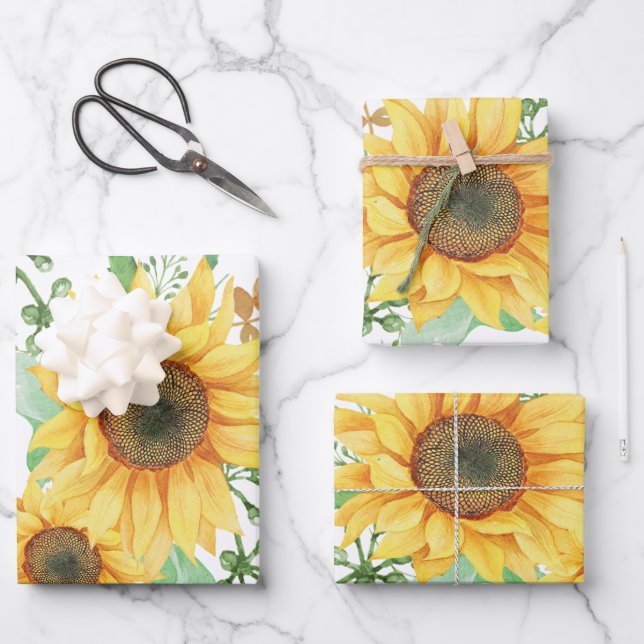 Feuille De Papier Cadeau printemps de tournesol (Recto)