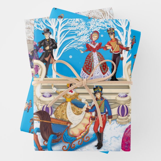 Feuille De Papier Cadeau Promenade hivernale (En situation)
