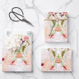 Feuille De Papier Cadeau Proverbes 31 femmes FLoral bouque