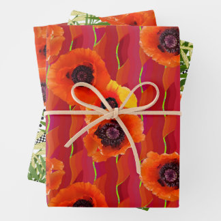 Feuille De Papier Cadeau Puissants Papiers enveloppants de pavots