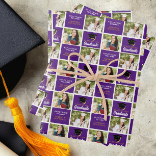 Feuille De Papier Cadeau Purple Graduate Photo Personnalisée