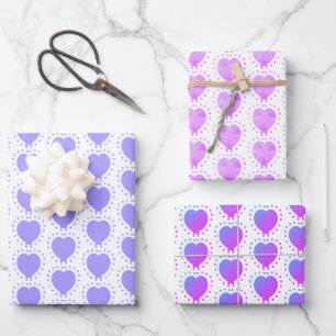 Feuille De Papier Cadeau Purple Polka Dot Heart Occasion spéciale Abstraite