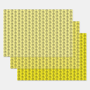 Feuille De Papier Cadeau Questions Marques Motif jaune