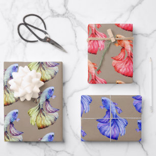 Feuille De Papier Cadeau Queue de Couronne Rustique Kraft Purple Red Betta