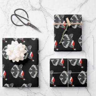 Feuille De Papier Cadeau Raccoon de Noël