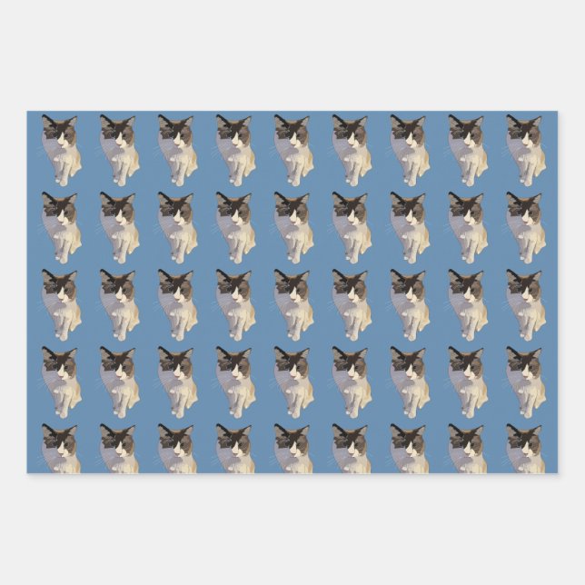 Feuille De Papier Cadeau Ragdoll cat, Dusty Blue (Devant)