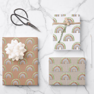 Feuille De Papier Cadeau Rainbow Blue Green Brown