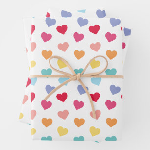 Feuille De Papier Cadeau Rainbow Confetti Coeurs Saint-Valentin