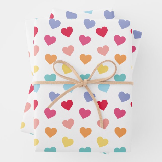Feuille De Papier Cadeau Rainbow Confetti Coeurs Saint-Valentin (En situation)