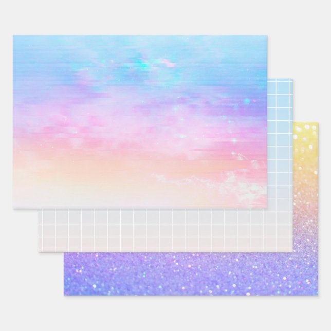 Feuille De Papier Cadeau Rainbow Ombre Trio (Lot)