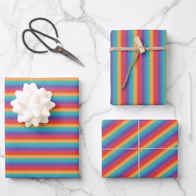 Feuille De Papier Cadeau Rainbow Pop It Fidget Toy Motif (Recto)