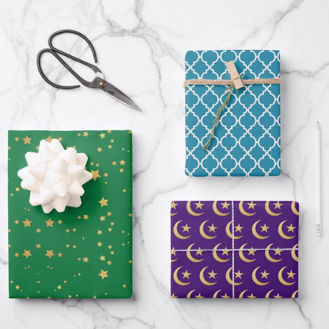 Feuille De Papier Cadeau Ramadan Kareem Aïd Moubarak Joyeux Aïd (Recto)