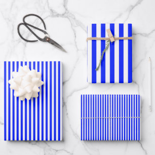 Feuille De Papier Cadeau Rayures Bleu Clair et Blanc