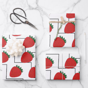 Feuille De Papier Cadeau Rayures Chevron Fraise