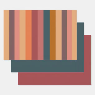 Feuille De Papier Cadeau Rayures d'aquarelle du coucher de soleil