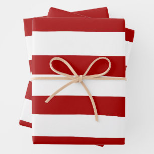 Feuille De Papier Cadeau Rayures irrégulières en rouge et blanc