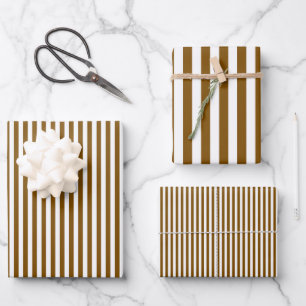 Feuille De Papier Cadeau Rayures marron et blanc