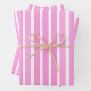 Feuille De Papier Cadeau Rayures roses et blanches 