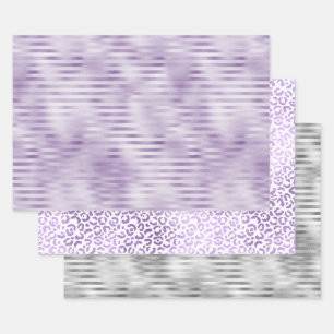 Feuille De Papier Cadeau Rayures violettes Glam