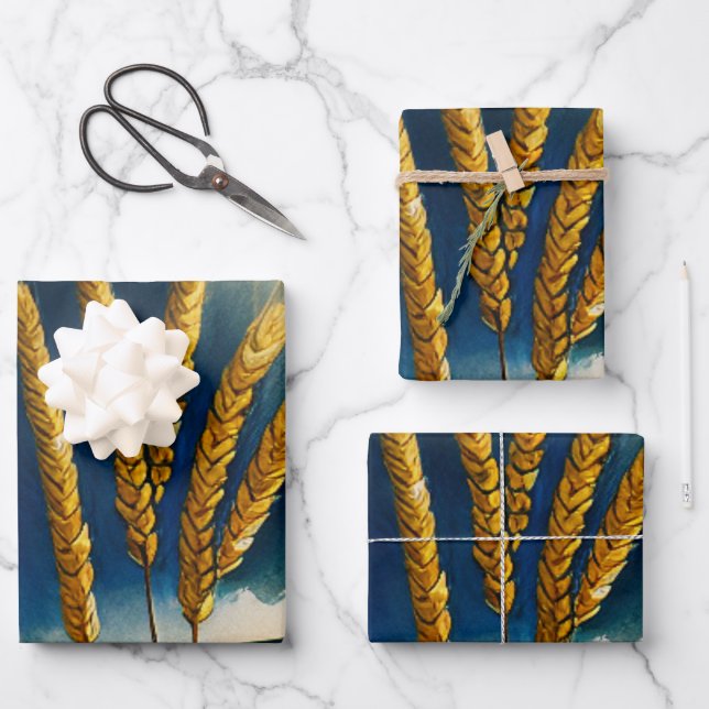 Feuille De Papier Cadeau Récolte d'automne Prairie Gold (Recto)