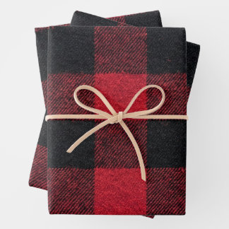 Feuille De Papier Cadeau Red and Black Buffalo Plaid Christmas