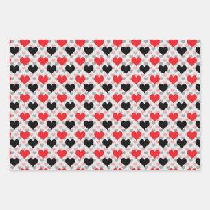 Feuille De Papier Cadeau Red Black Valentine Love Hearts