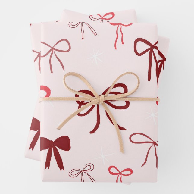 Feuille De Papier Cadeau Red Bow Gift Wrapping Paper (En situation)