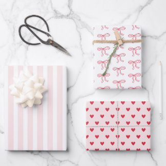 Feuille De Papier Cadeau Red Bow Hearts Valentine's Day Gifts