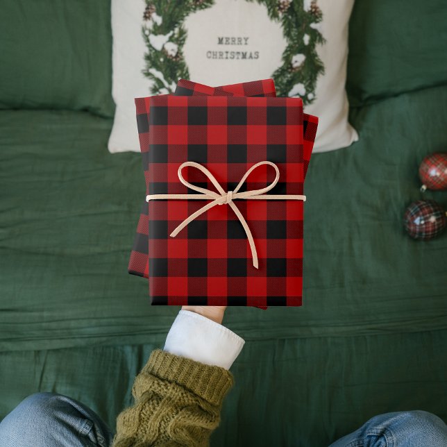 Feuille De Papier Cadeau Red Buffalo Plaid & Joyeux Noël (Créateur téléchargé)