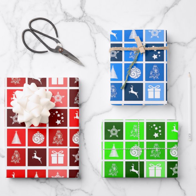 Feuille De Papier Cadeau Red Christmas Holiday Cute Tree Reinder (Recto)