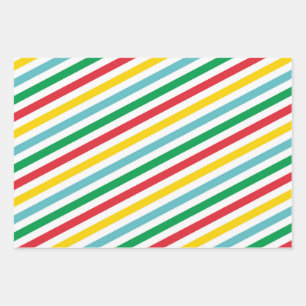 Feuille De Papier Cadeau Red Green Lines Zig Zag Stripes Cadeau de Noël