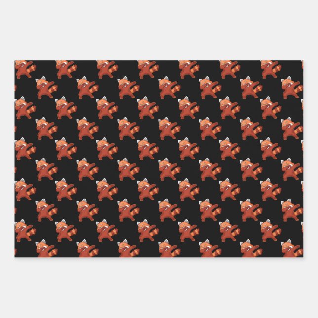 Feuille De Papier Cadeau Red Panda Dabbing (Devant)
