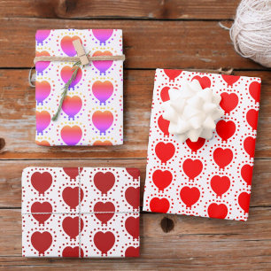 Feuille De Papier Cadeau Red Polka Dot Heart Occasion spéciale Abstraite
