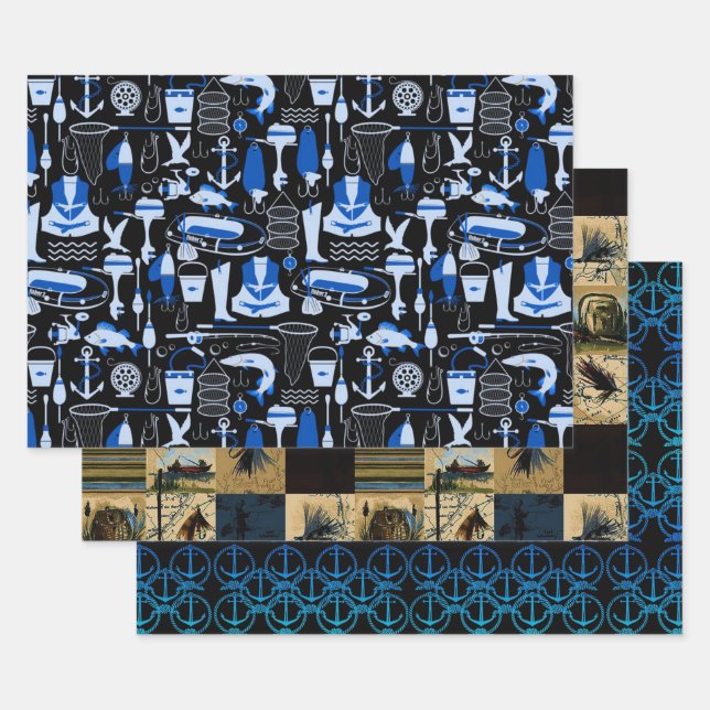 Feuille De Papier Cadeau Reel Men Fisherman Collection (Lot)