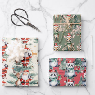 Feuille De Papier Cadeau Reindeer, Panda Bear pour Noël